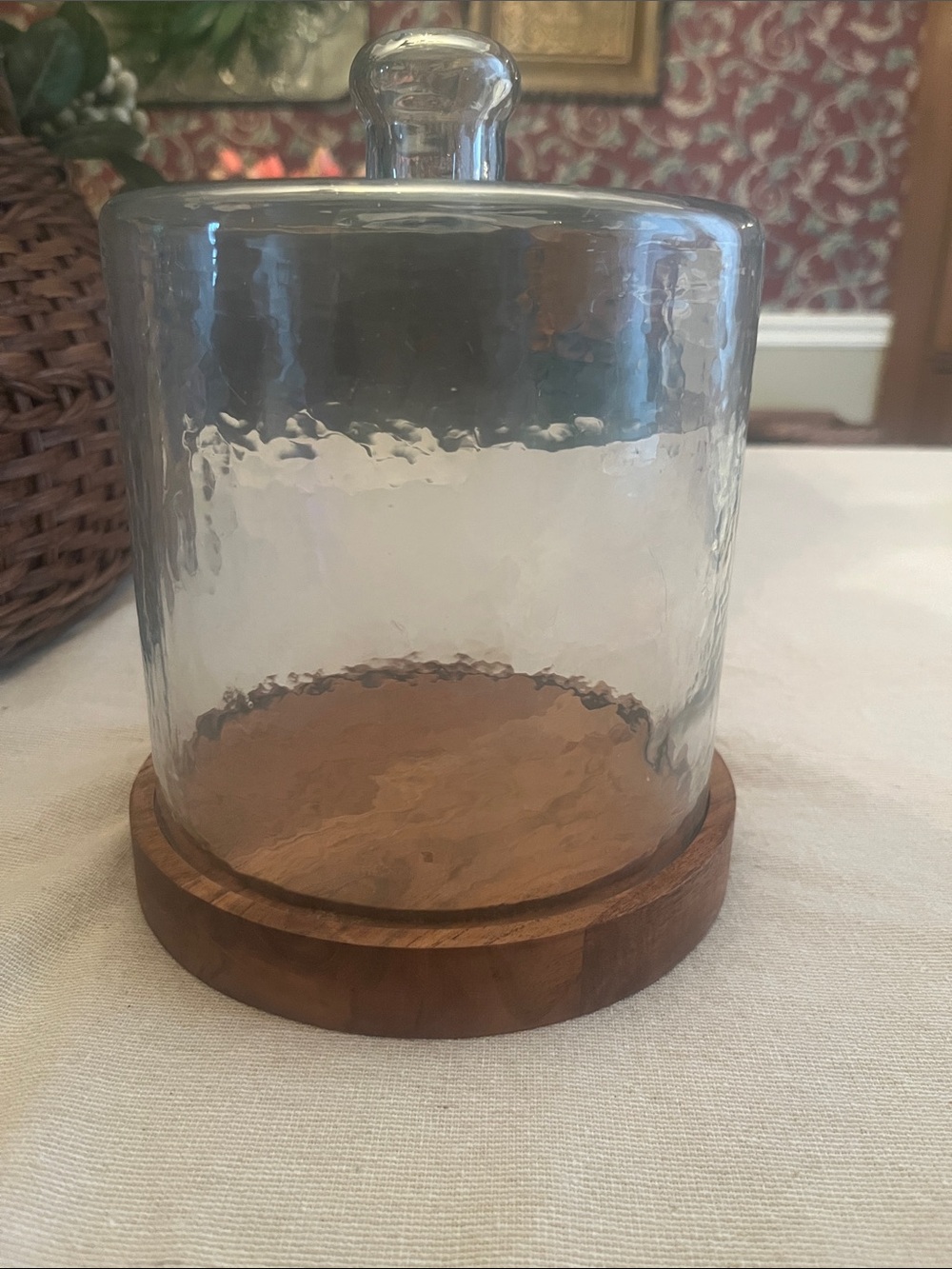 Glass Dome Cloche with Wood Base - Clear and Brown